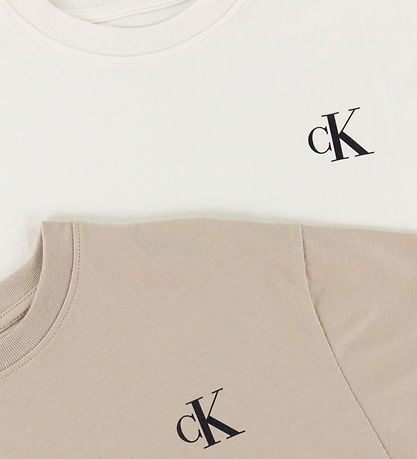 Calvin Klein T-shirt - 2-pak - Monogram - Tofu/ Hummus Beige