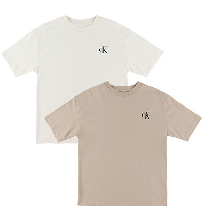 Calvin Klein T-shirt - 2-pak - Monogram - Tofu/ Hummus Beige