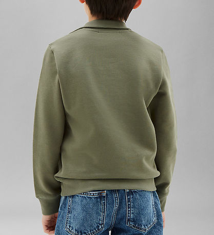 Calvin Klein Sweatshirt - Terry Half-Zip - Dusty Olive Green