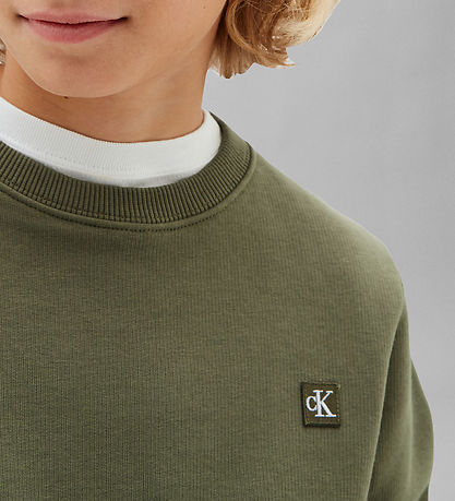 Calvin Klein Sweatshirt - Mini Badge - Dusty Olive Green