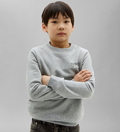 Calvin Klein Sweatshirt - Logo - Medium Grey/ Heather Grey