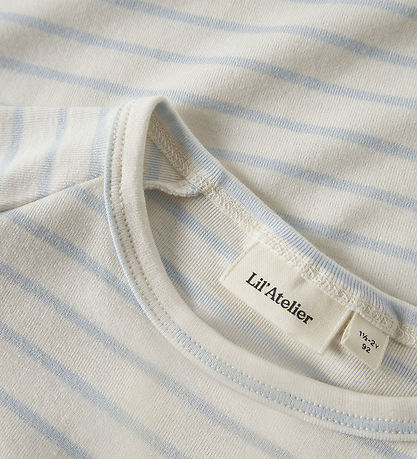 Lil Atelier T-shirt - Slim - NmnGeo - Coconut Milk/Plein Air
