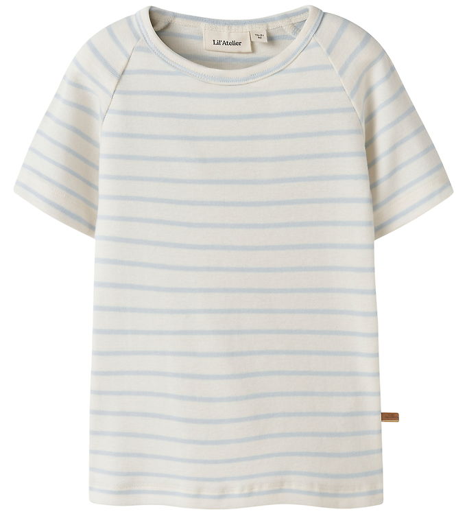 Lil Atelier T-shirt - Slim - NmnGeo - Coconut Milk/Plein Air