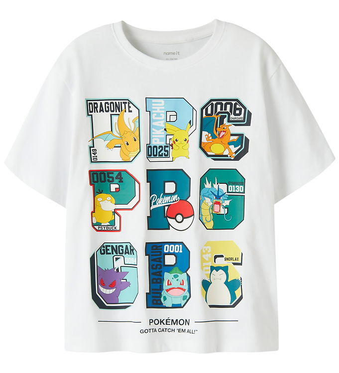 Name It T-shirt - Noos - NkmJulio - Bright White/Pokemon