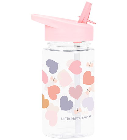 A Little Lovely Company Drikkedunk m. Sugerør - 450 ml - Hearts