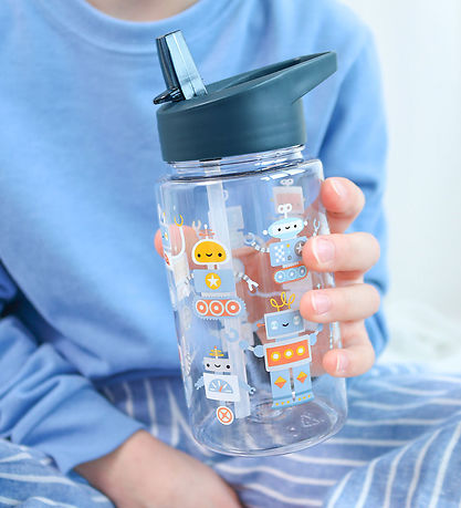 A Little Lovely Company Drikkedunk m. Sugerør - 450 ml - Robots