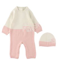 Fendi Heldragt/Hue - Uld - Hvid/Rosa Fendi Heldragt/Hue - Uld - Hvid/Rosa
