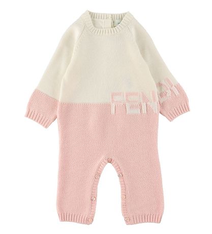 Fendi Heldragt/Hue - Uld - Hvid/Rosa Fendi Heldragt/Hue - Uld - Hvid/Rosa