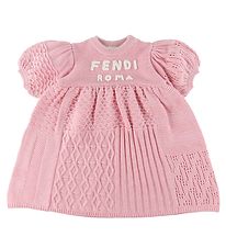 Fendi Kjole - Bomuld/Uld - Rosa m. Tekst Fendi Kjole - Bomuld/Uld - Rosa m. Tekst