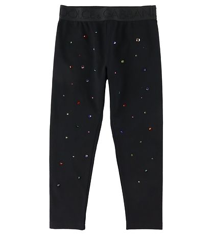 Dolce & Gabbana Leggings - Light Meðferð - Svart M. Rhinestone