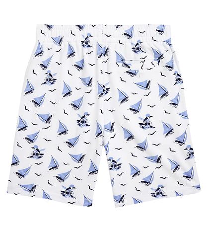 Polo Ralph Lauren Sweatshorts - Classics - Hvid/Blå m. Sejlskibe