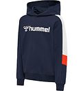 Hummel Hoodie - hmlBugge - Black Iris w. White/Orange