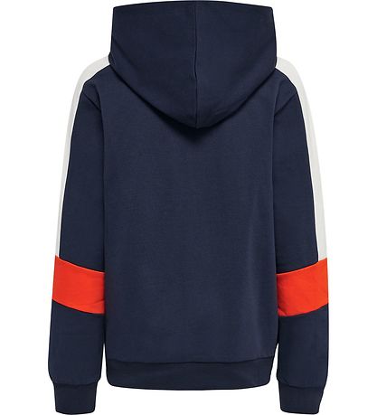 Hummel Hættetrøje - hmlBugge - Black Iris m. Hvid/Orange