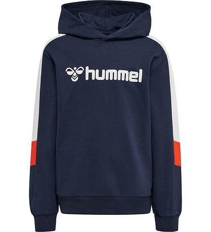 Hummel Hættetrøje - hmlBugge - Black Iris m. Hvid/Orange
