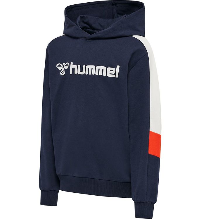 Hummel Hættetrøje - hmlBugge - Black Iris m. Hvid/Orange