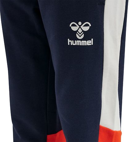Hummel Sweatpants - hmlBugge - Black Iris m. Hvid/Orange
