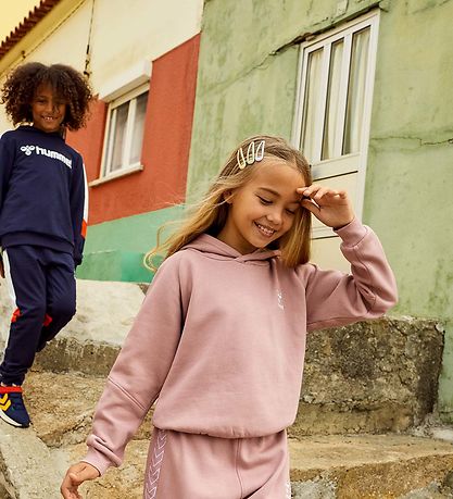 Hummel Sweatpants - hmlBugge - Black Iris m. Hvid/Orange