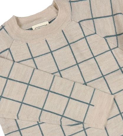 Voksi Bluse - Uld - Melange Sand Green m. Tern