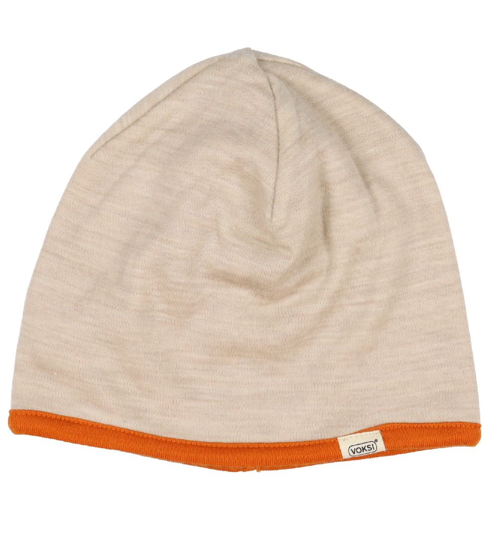 Voksi Mütze - Wolle - 2-lagig - Umkehrbar - Melange Sand/Warmes - Voksi - 54 cm - Mützen