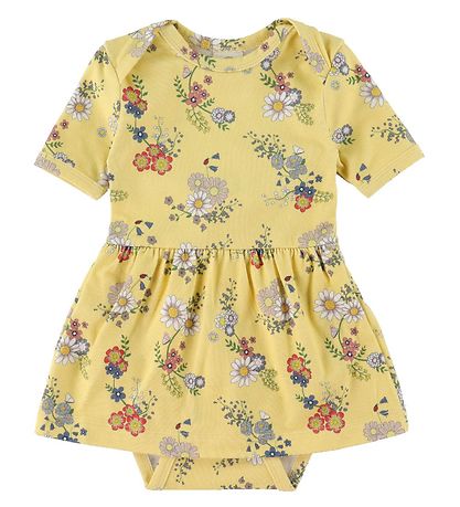 Smallstuff Kjolebody k/æ - Flower Garden - Soft Yellow