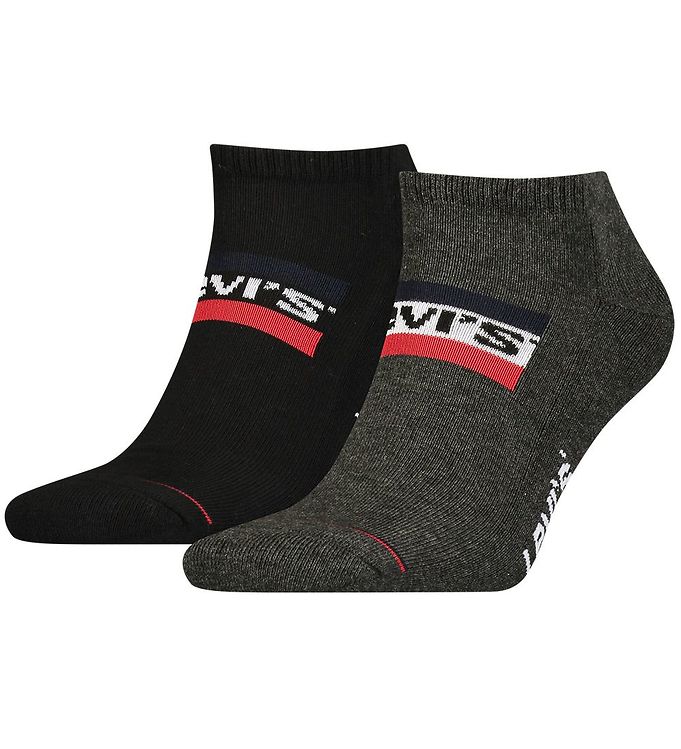 Levis Strømper 2P Sportswear Logo Low Cut Sock Grå/Sort Str 35/38