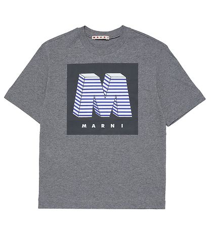 Marni T-shirt - Mørkegråmeleret m. Print Marni T-shirt - Mørkegråmeleret m. Print