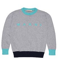 Marni Bluse - Strik - Gråmeleret/Turkis Marni Bluse - Strik - Gråmeleret/Turkis