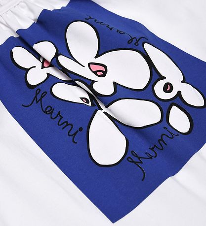 Marni Kjole - Hvid/Blå m. Blomster Marni Kjole - Hvid/Blå m. Blomster