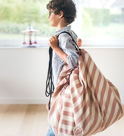 Play&Go Legetøjstæppe - Ø140 - Stripes New Pink