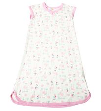 Joha Natkjole - Bambus - Hvid m. Flamingo Joha Natkjole - Bambus - Hvid m. Flamingo