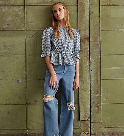 Hound Jeans - Wide Denim w. Holes - Medium Blue