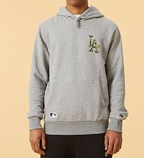 New Era Hættetrøje - Los Angeles Dodgers - Gråmeleret New Era Hættetrøje - Los Angeles Dodgers - Gråmeleret