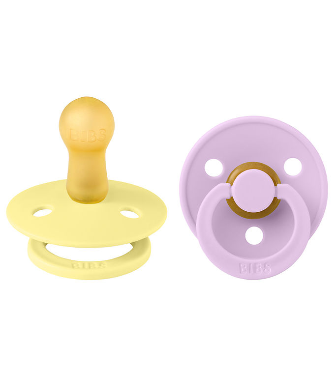 BIBS Rund Colour Sut 2-Pak Naturgummi Str. 2 - Sunshine/Violet Sky