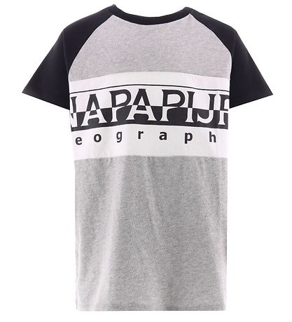 Napapijri T-shirt - Gråmeleret m. Sort/Hvid Napapijri T-shirt - Gråmeleret m. Sort/Hvid