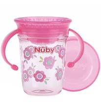 Nuby Drikkekop m. Håndtag - 240ml - Pink m. Print Nuby Drikkekop m. Håndtag - 240ml - Pink m. Print