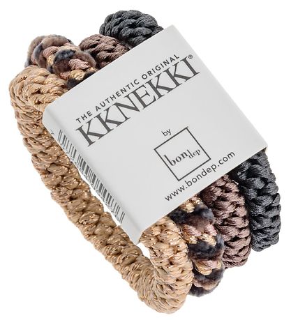 Kknekki Hårelastikker - 4-pak - Grå/Brun/Beige Glimmer Mix