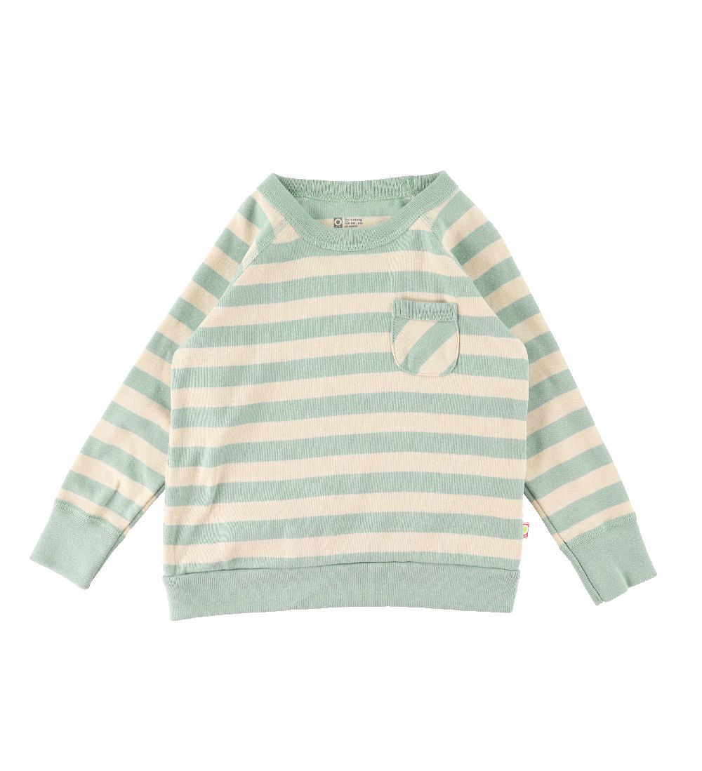 Katvig Pullover m. Tasche - Türkis/Beiger Streifen - Katvig - 8 Jahre (128) - Blusen