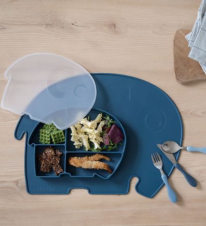 Sebra Tallerken m. Låg - Silikone - Fanto - Nordic Blue