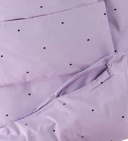 Design Letters Sengetøj - Baby - 70x100 cm - Lilla m. Hjerter