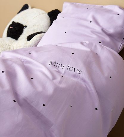 Design Letters Sengetøj - Baby - 70x100 cm - Lilla m. Hjerter