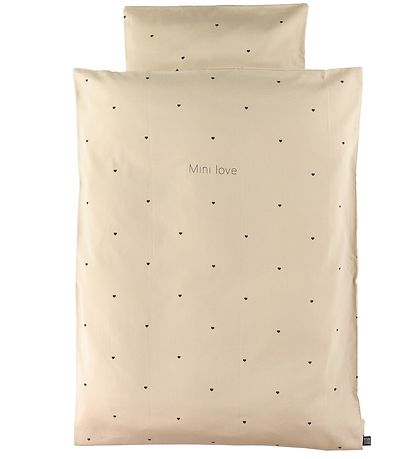 Design Letters Sengetøj - Junior - 100x140 cm - Beige m. Hjerter Design Letters Sengetøj - Junior - 100x140 cm - Beige m. Hjerter