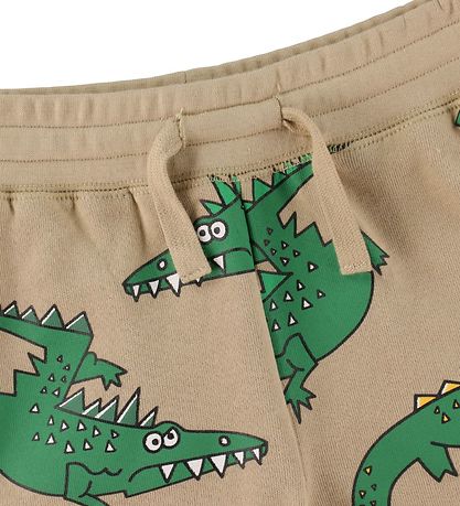Stella McCartney Kids Sweatshorts - Beige/Grøn m. Krokodiller