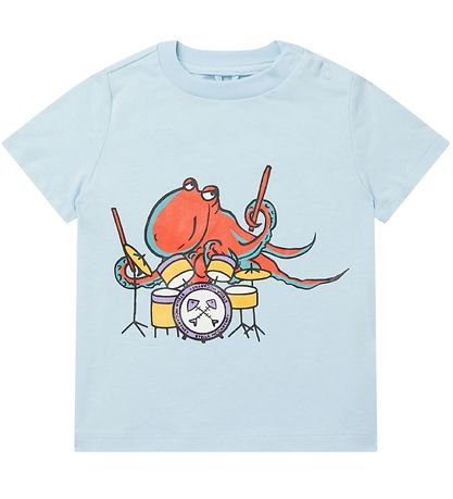 Stella McCartney Kids T-shirt - Lyseblå m. Blæksprutte Stella McCartney Kids T-shirt - Lyseblå m. Blæksprutte
