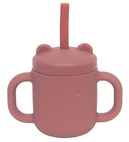 Petit Monkey Cup w. Straws - Silicone - 175 mL - Mahogany Rose