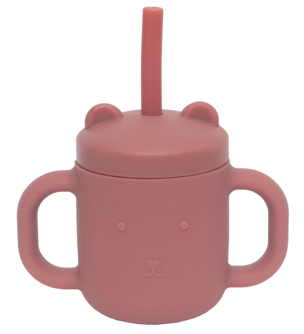 Petit Monkey Becher m. Strohhalme - Silikon - 175 ml - Mahogany - Petit Monkey - One Size - Becher