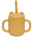 Petit Monkey Mugg m. Sugrör - Silikon - 175 ml - Ochre