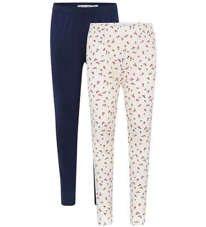 Minymo Leggings - 2-Pak -  Offwhite/Navy