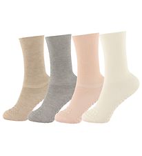 GoBabyGo Skridsikre Strømper - 4Pak - Rose/Grey/Offwhite/Sand GoBabyGo Skridsikre Strømper - 4Pak - Rose/Grey/Offwhite/Sand