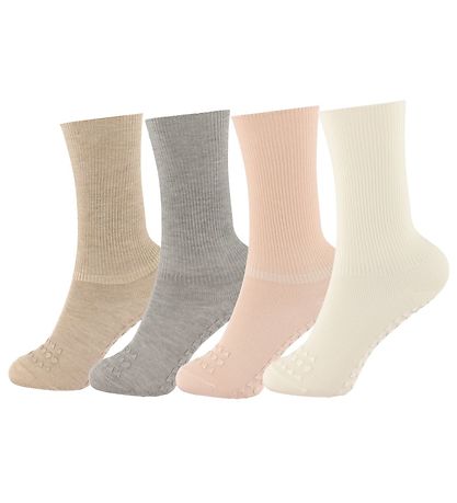 GoBabyGo Skridsikre Strømper - 4Pak - Rose/Grey/Offwhite/Sand GoBabyGo Skridsikre Strømper - 4Pak - Rose/Grey/Offwhite/Sand
