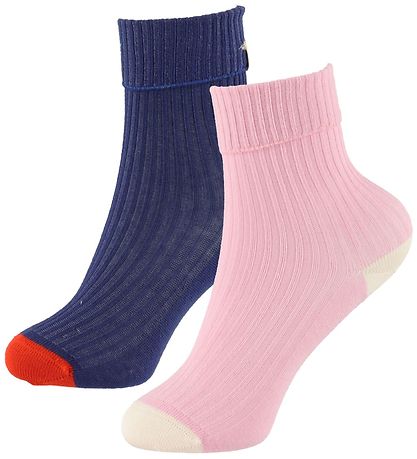 Mini Rodini Sokker - 2-pack - Blå/Rosa Mini Rodini Sokker - 2-pack - Blå/Rosa